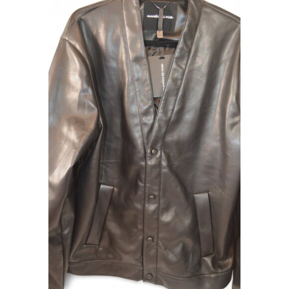 🖤 Mens MANNIER DE VOIR Black Faux Leather Button Jacket – Size XXL NWT - Picture 5 of 6